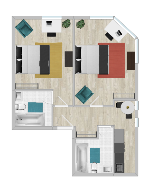 Floor plan for studio, 1 bath